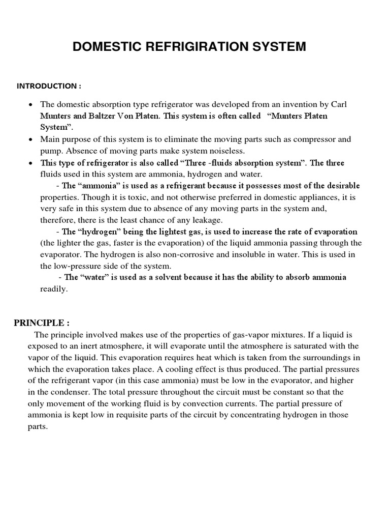 Domestic Refrigeration System PDF Heat Exchanger Refrigeration