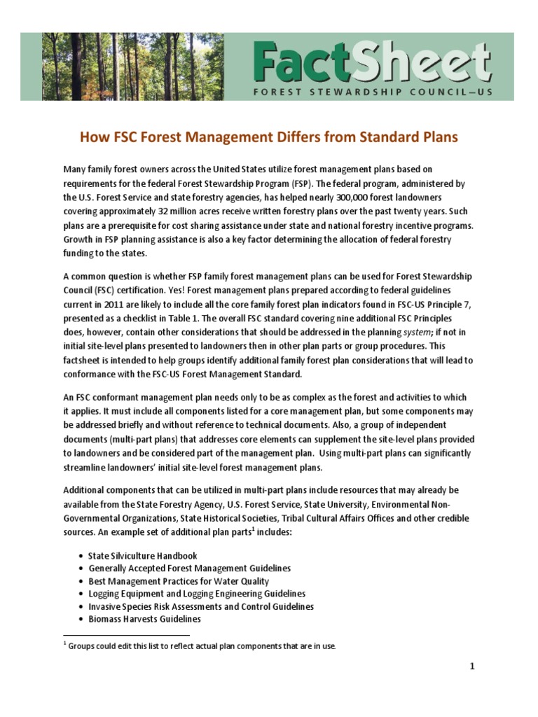 4. How FSC Forest Management Plans Differ From Standard Plans Forest
