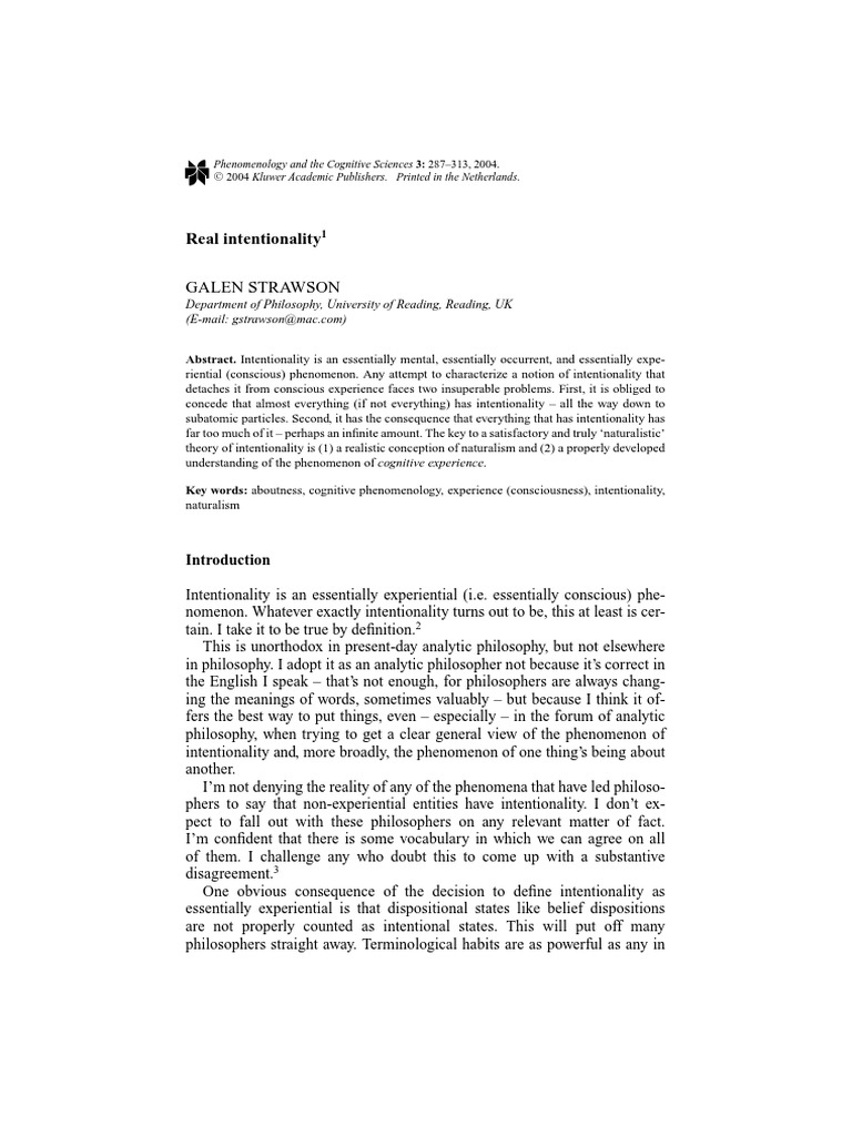 Understanding Intentionality and Experience | PDF | Thought | Reason