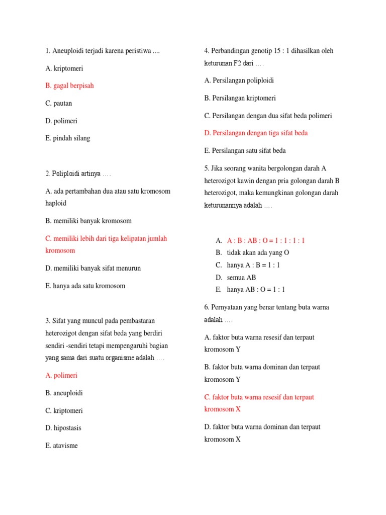 Soal Hots Hereditas Tahun Ajar