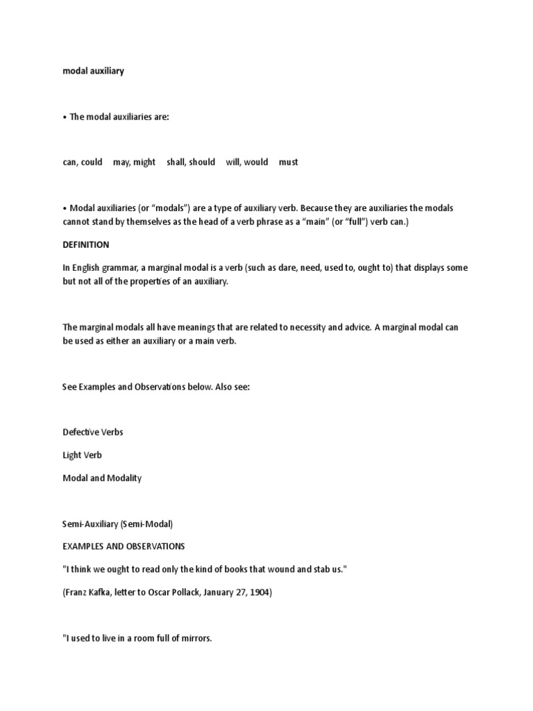 Understanding Marginal Modals in English | PDF | Verb | Semiotics