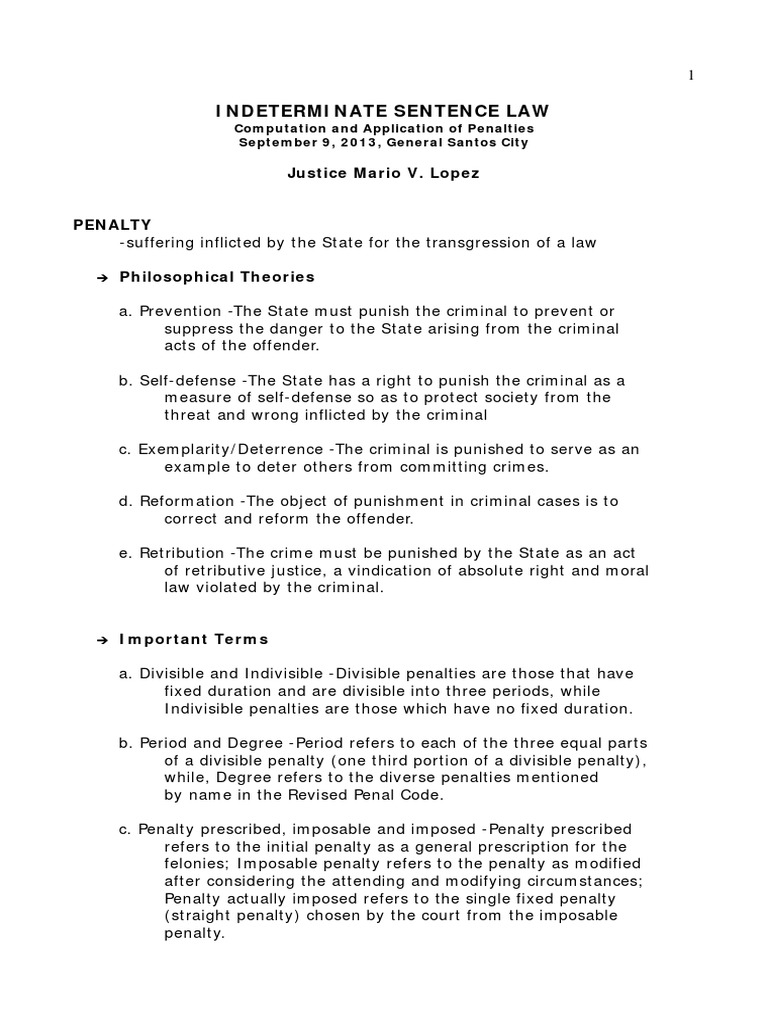 Indeterminate Sentence Law Overview | PDF | Sentence (Law) | Crime ...
