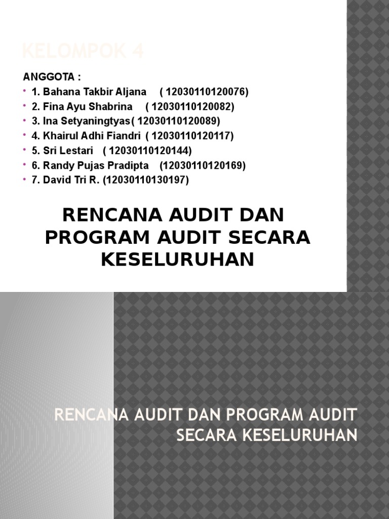 Rencana dan Program Audit Keseluruhan | PDF