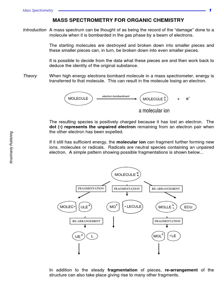 Mass Spectrometry PDF PDF Mass Spectrometry Mass To Charge Ratio