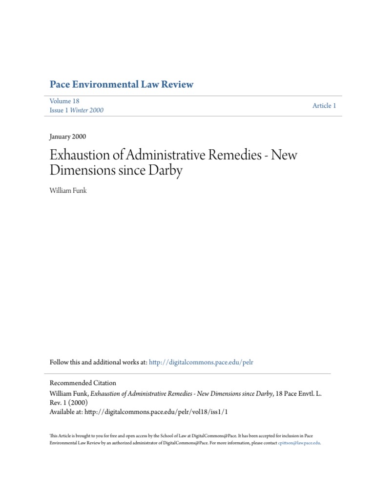 Exhaustion of Administrative Remedies New Dimensions Since Darb PDF