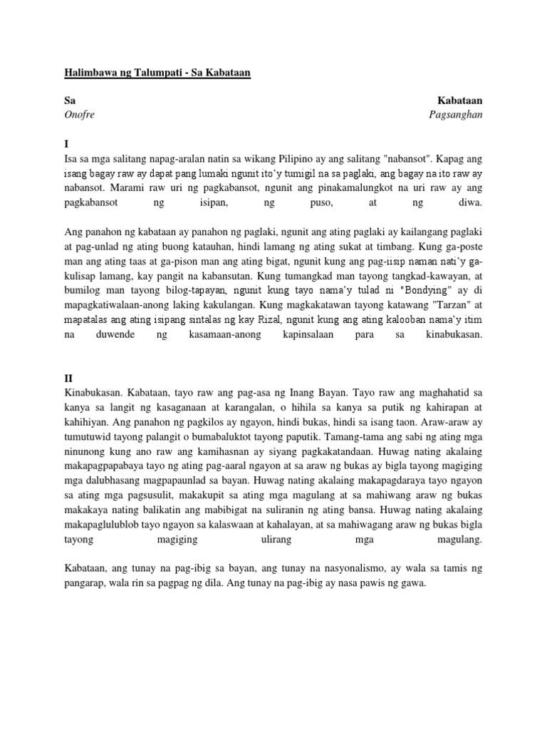 Halimbawa NG Talumpati | PDF