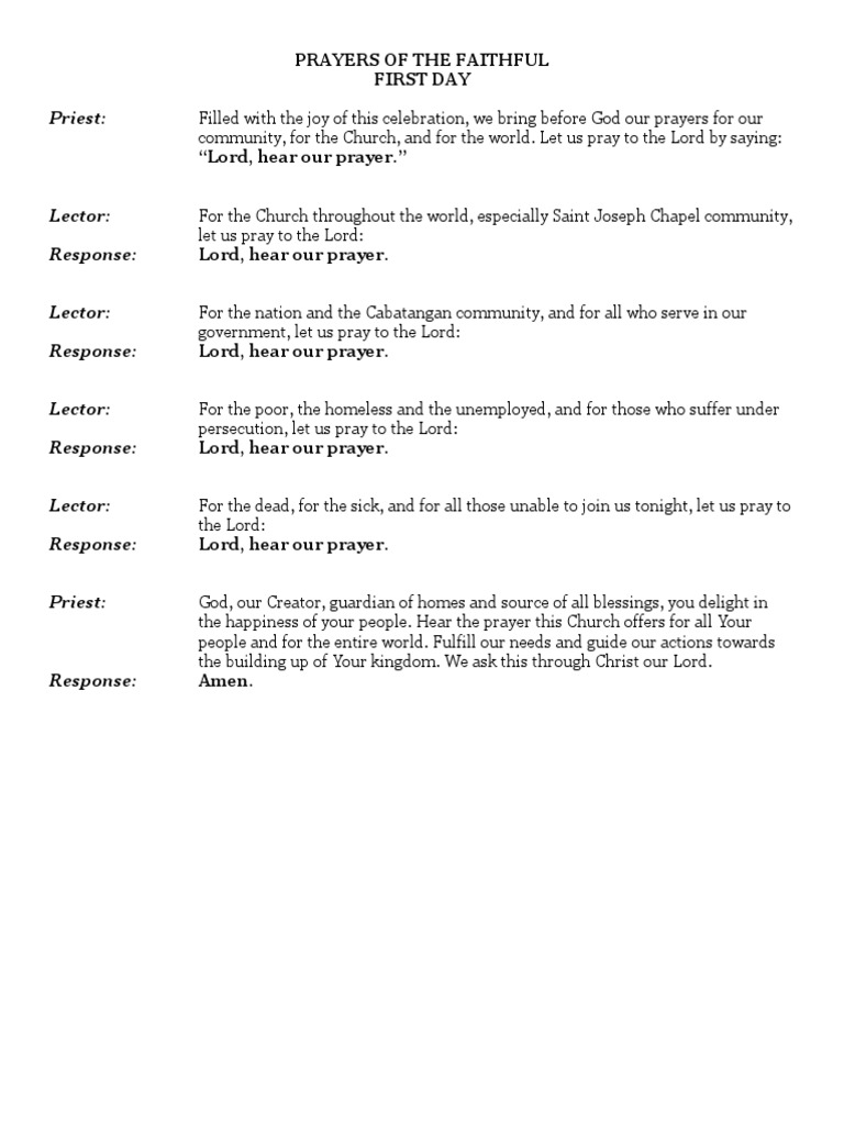 Prayers of the Faithful Prayer Priest