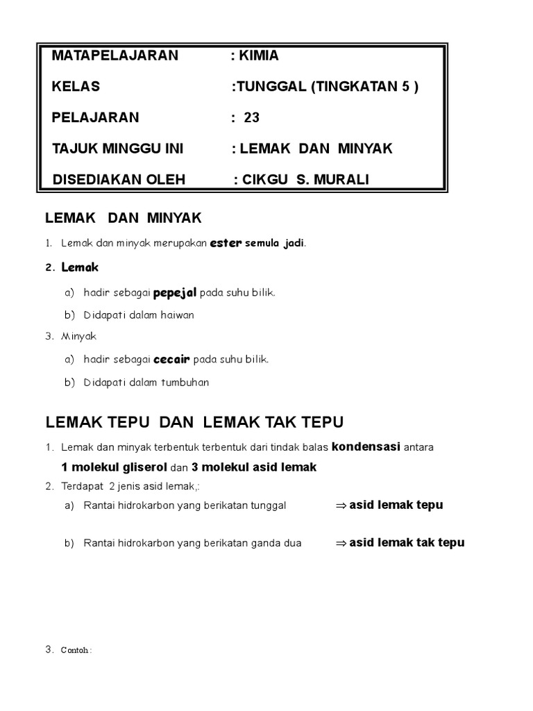 Lemak Dan Minyak Pdf