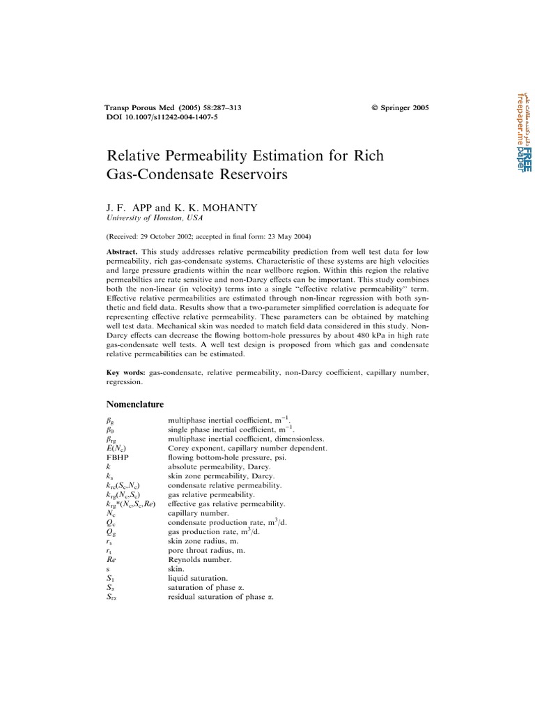 10.1007 s11242 004 1407 5 Relative Permeability Estimation For Rich Gas ...