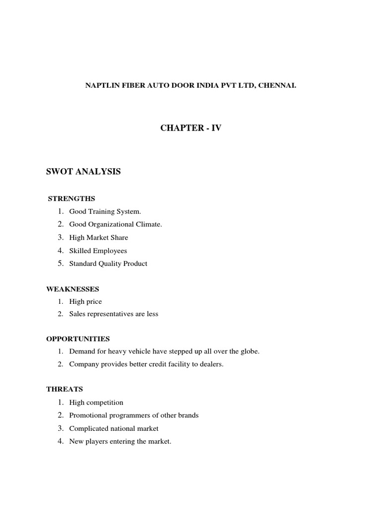 Chapter - IV Swot | PDF | Career & Growth | Finance & Money Management