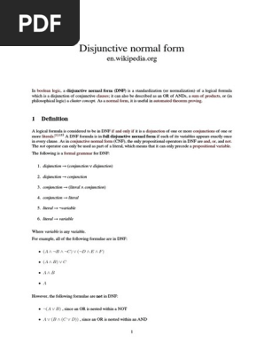 Disjunctive Normal Form Pdf Theoretical Computer Science Metalogic