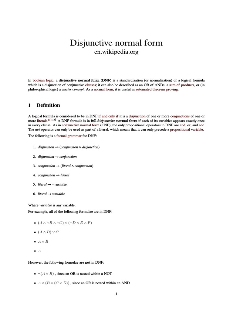 Disjunctive Normal Form Pdf Theoretical Computer Science Metalogic