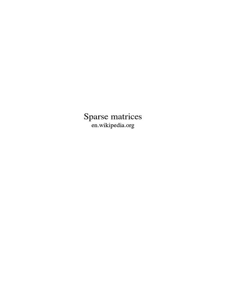 Sparse Matrices PDF | PDF | Matrix (Mathematics) | Eigenvalues And  Eigenvectors