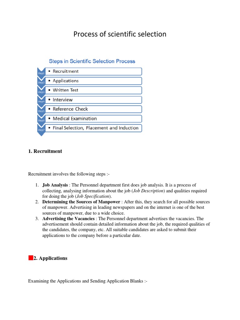 Process of Scientific Selection | PDF | Employee Retention 