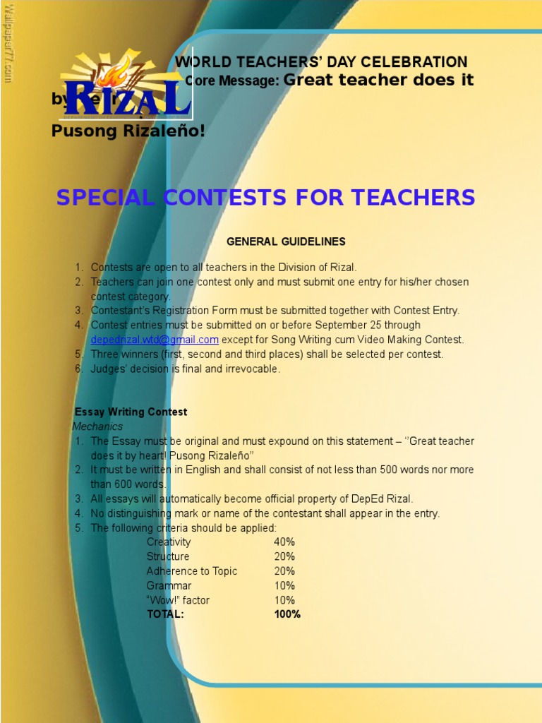 Mechanics for photo essay contest image