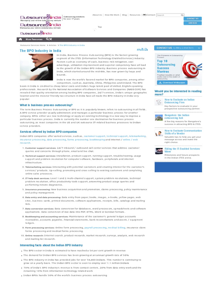 Bpo Industry India - Asp PDF | PDF | Business Process Outsourcing ...