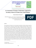 An Assessment of Teachers' Performance Appraisal in Secondary Schools of Wolaita Zone, South Ethiopia