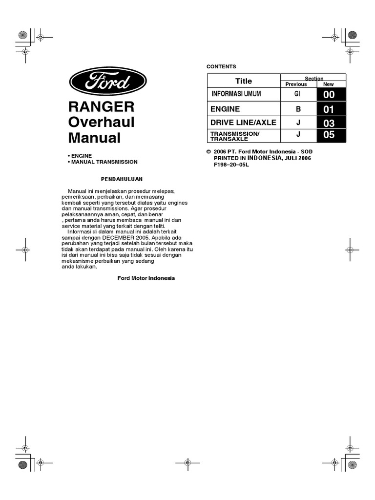 Manual Ford Ranger & Everest 2500 CC PDF
