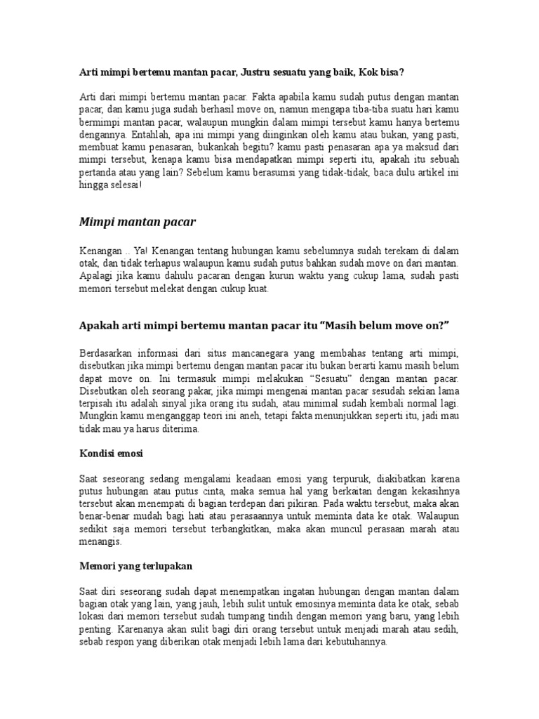 Arti Mimpi Bertemu Mantan Pacar Justru Sesuatu Yang Baik Kok Bisa Pdf