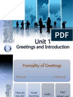 Greetings and Introduction: Unit 1