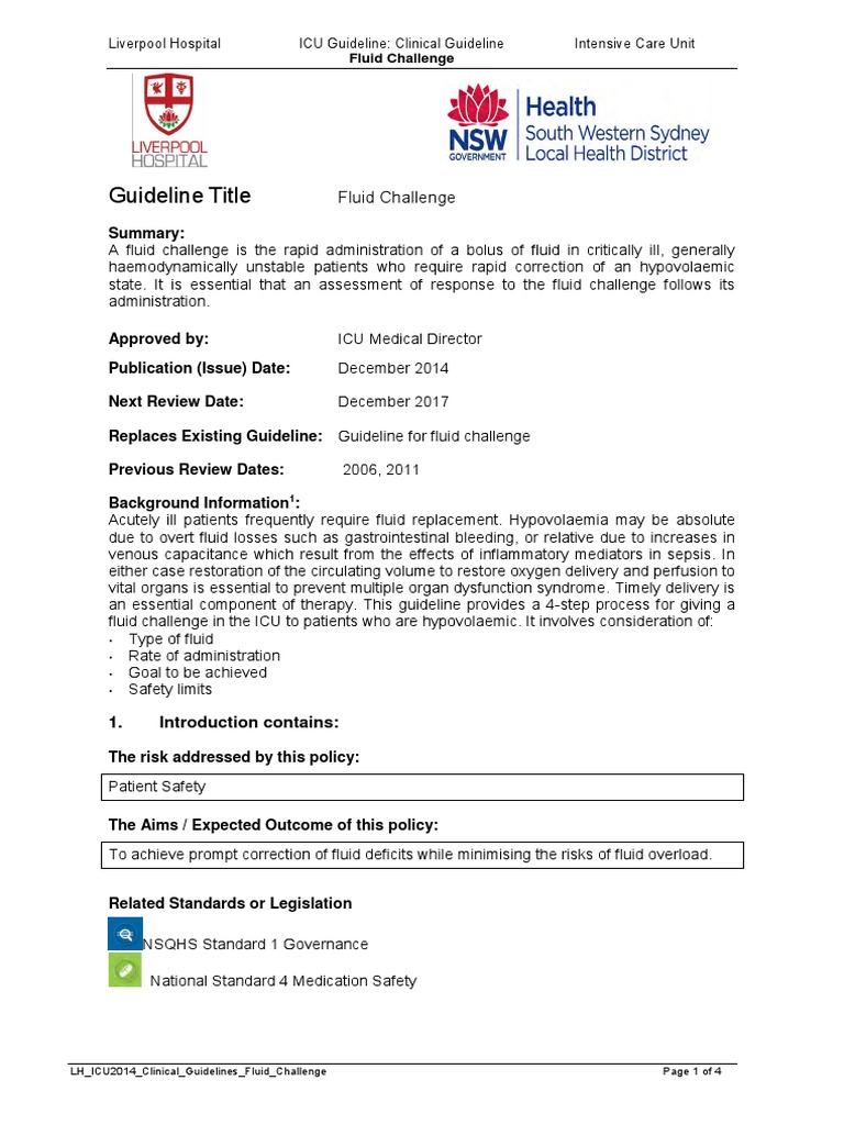 Fluid Challenge Clinical Medicine Medicine