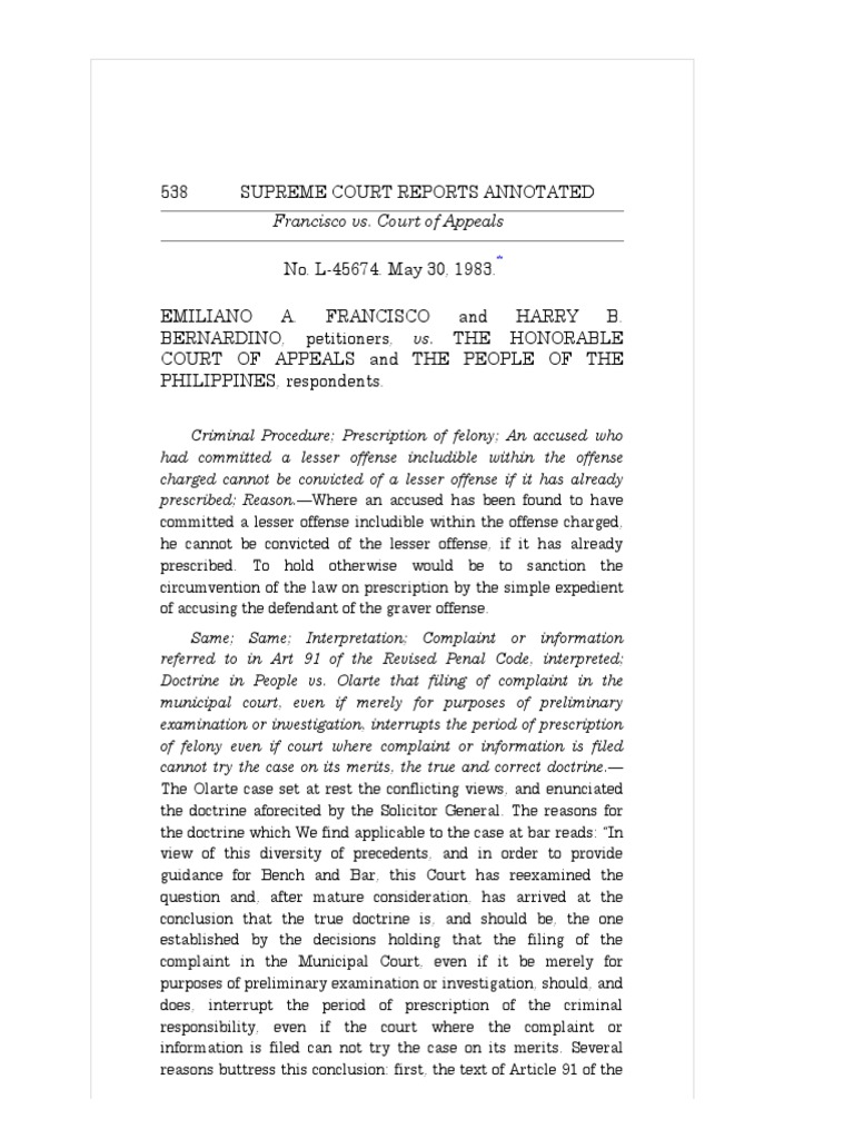 95 Francisco v. CA PDF Defamation Statute Of Limitations