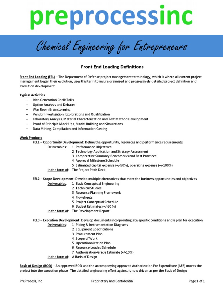 Front End Loading Definitions.pdf Project Management Business