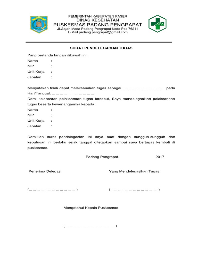 Format Surat Pendelegasian Tugas