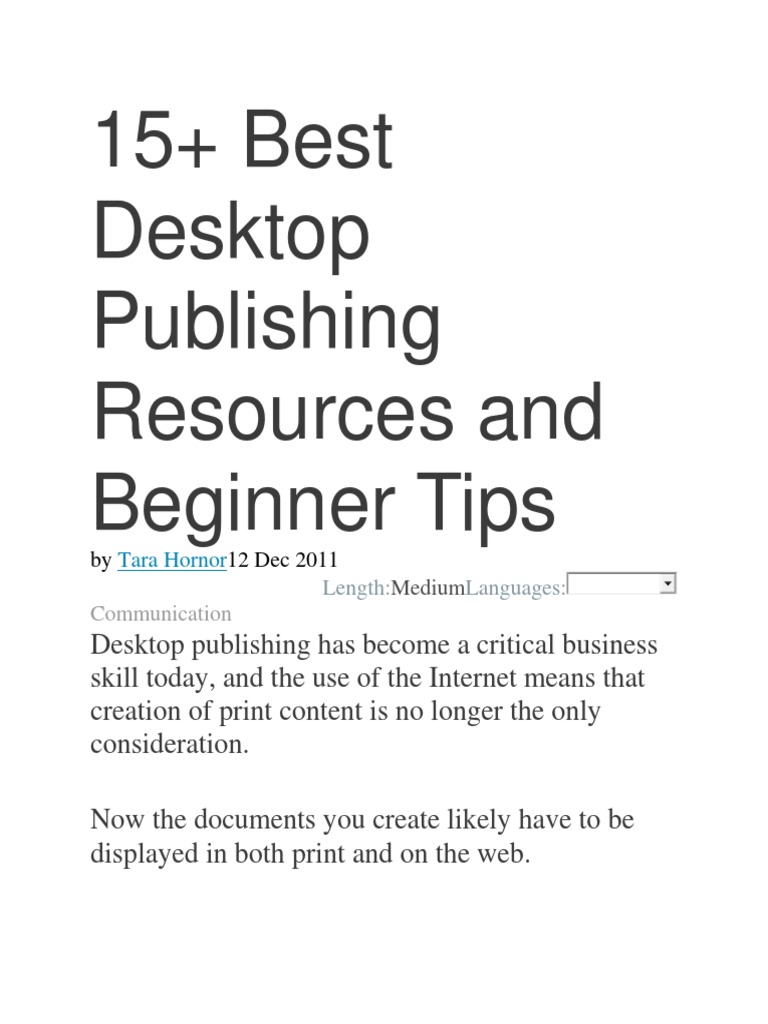 Desktop Publishing Tips PDF Typefaces Page Layout