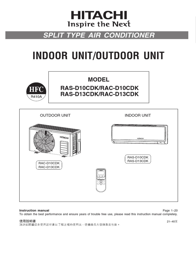 Hitachi_Manual_RASD10_13CDK.pdf Air Conditioning Hvac