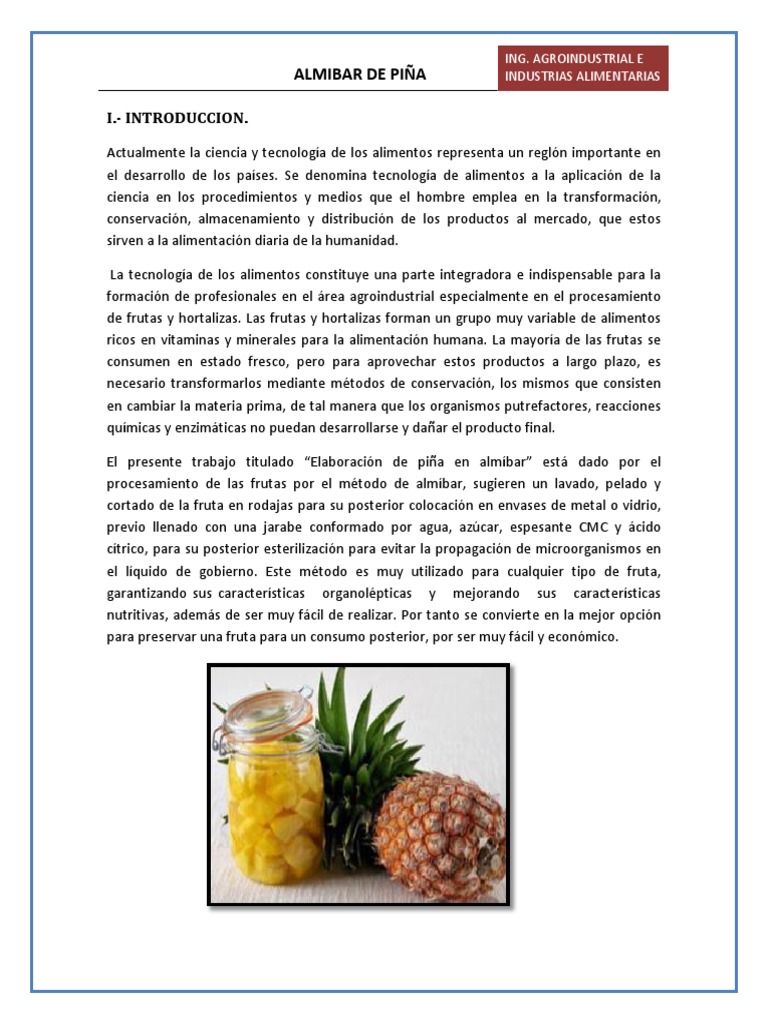 Elaboración de Almíbar de Piña | PDF | Piña | Alimentos