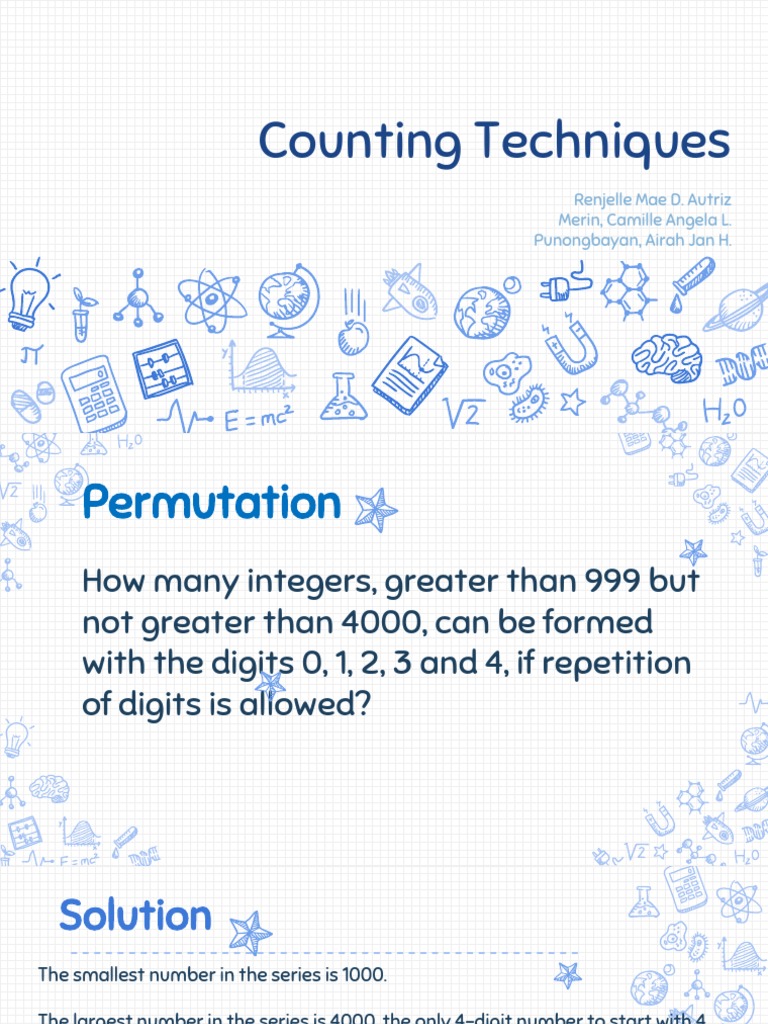 Counting Techniques Renjelle Mae D. Autriz Merin, Camille Angela L