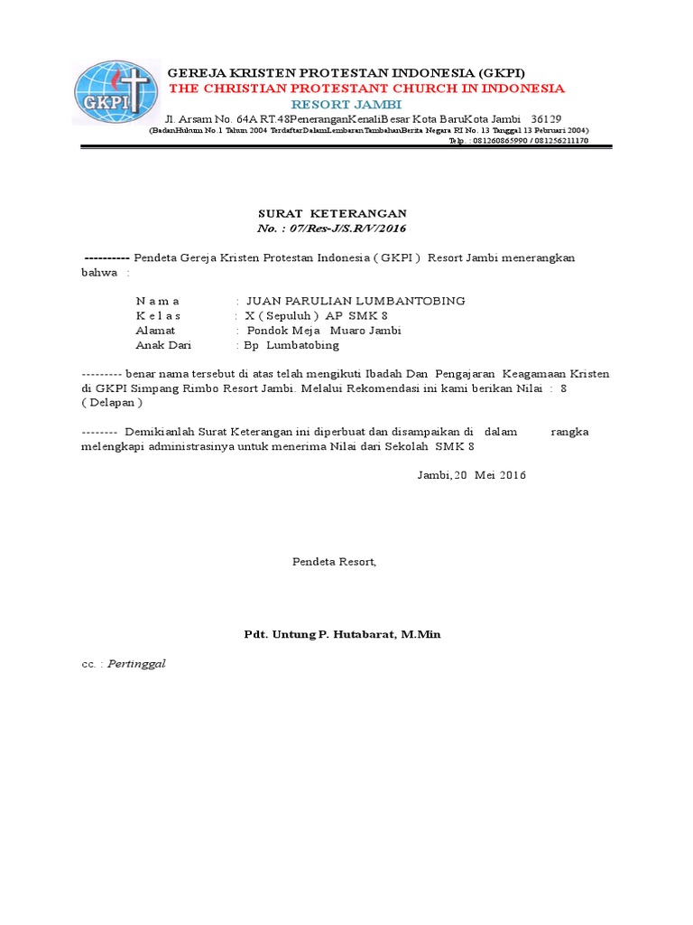 Nilai Agama Dari Pendeta Gereja Kristen Protestan Indonesia