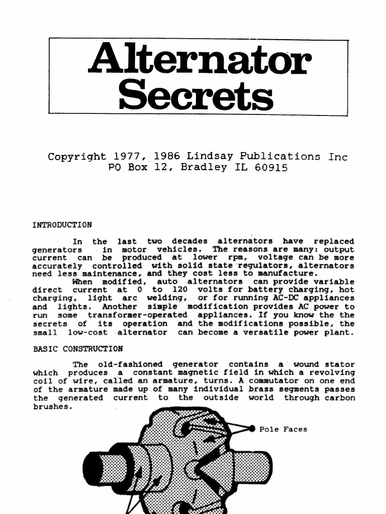 Alternator Secrets PDF PDF Electric Motor Power Inverter