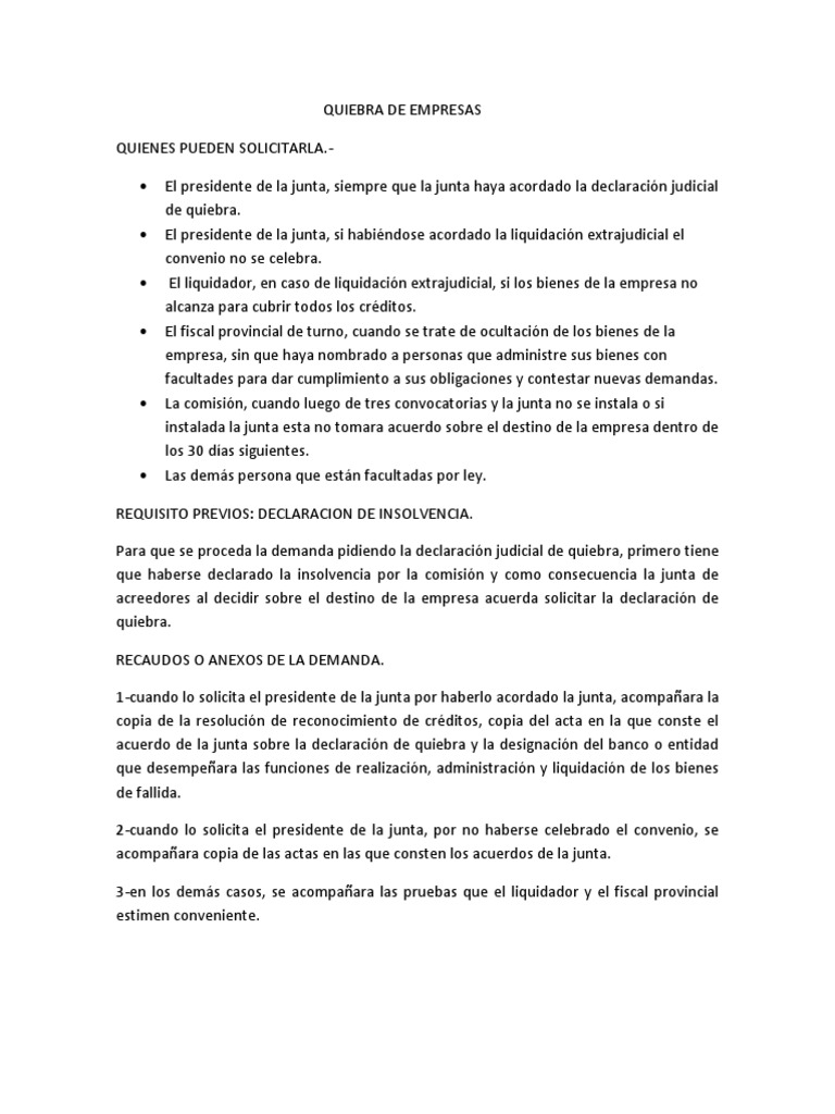 Quiebra de Empresas | PDF | Bancarrota | Propiedad