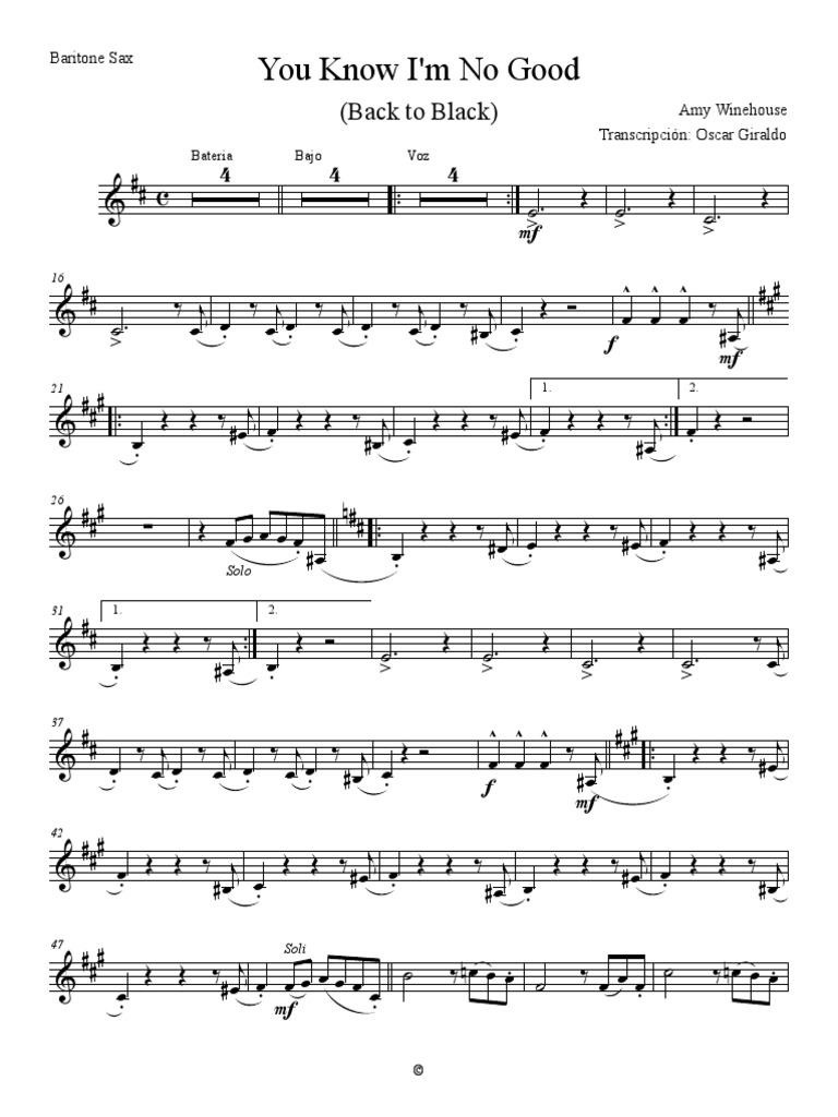 You Know I M No Good - Baritone Sax | PDF