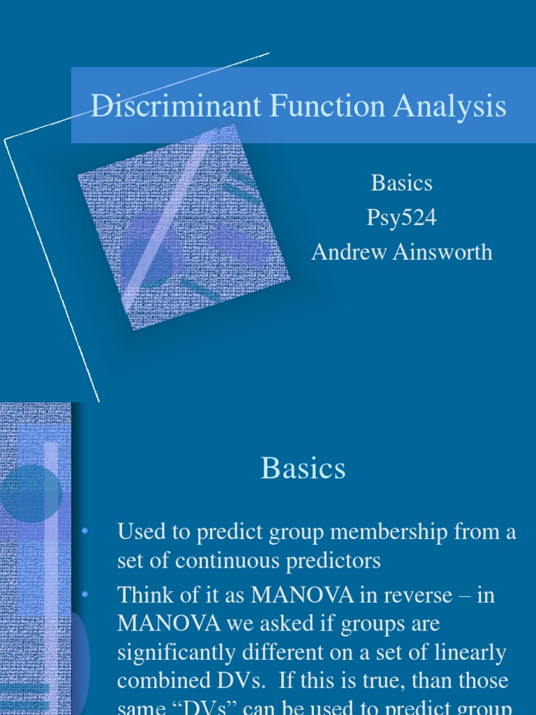 Discriminant Function Analysis Basics | PDF | Multivariate Statistics ...