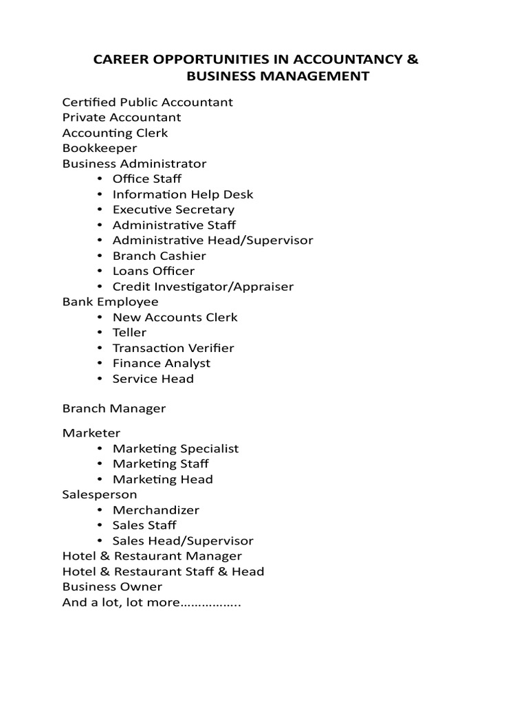 Career Opportunities in Abm