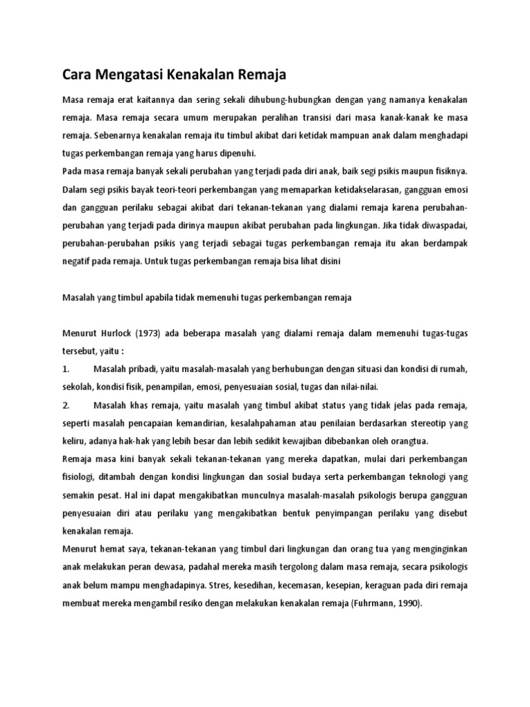 Cara Mengatasi Kenakalan Remaj12 Pdf