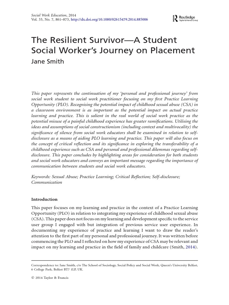 The Resilient Survivor-A Student Social Worker's Journey On Placement ...