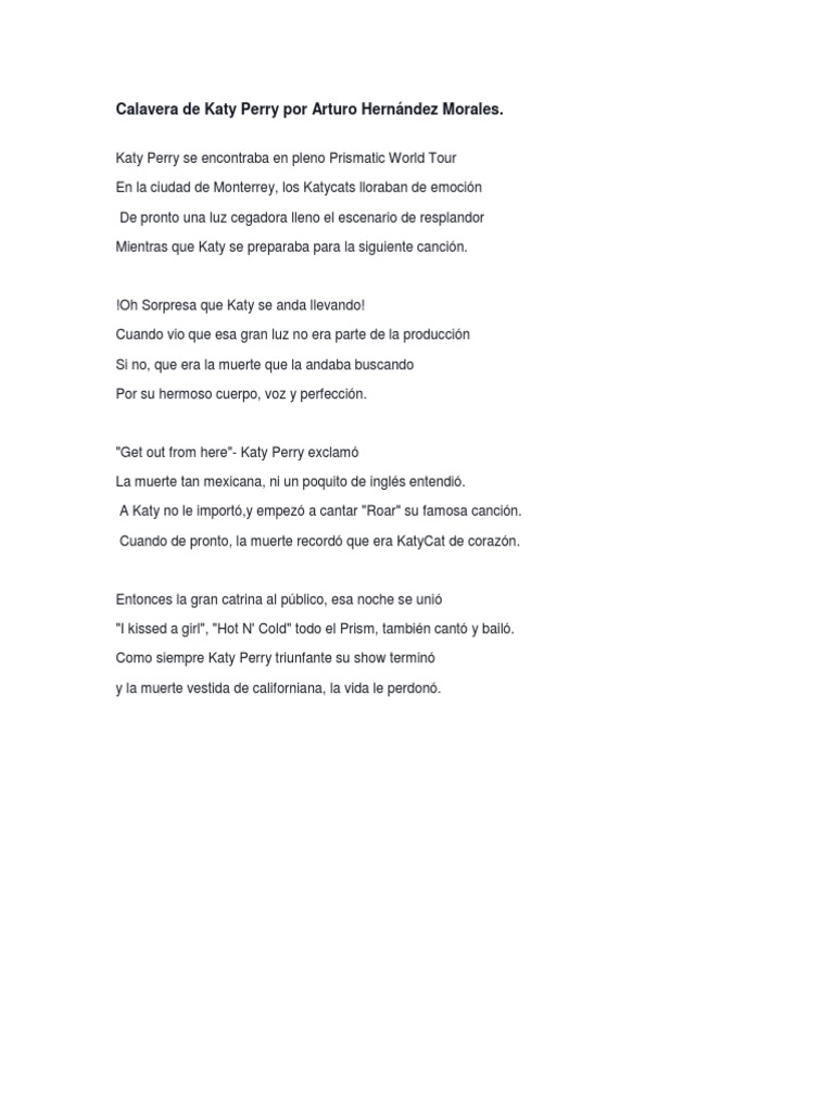 Letras De Canciones De Katy Perry Para Imprimir Katy Perry Print