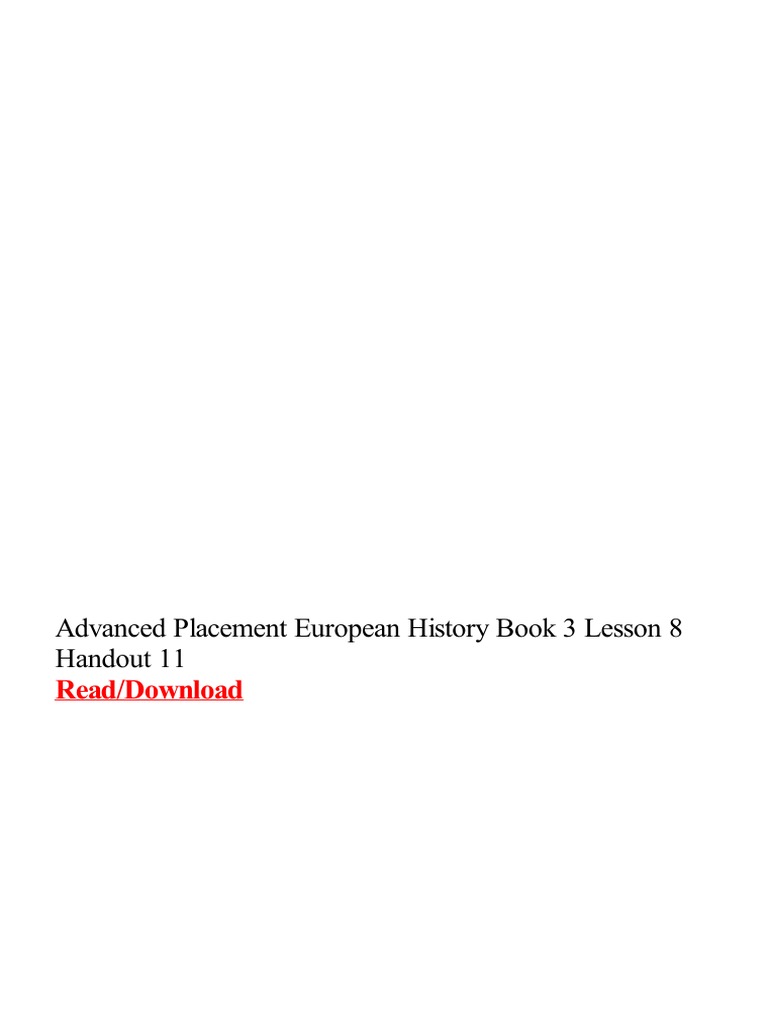 Advanced Placement European History Book 3 Lesson 8 Handout 11 | PDF