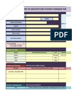 Department of Architecture Student Database Format: Academic Profile