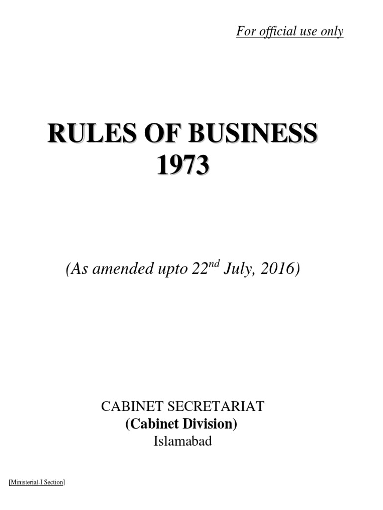 Rules of Business 220716 PDF Parliament Of Pakistan