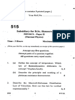 Subsidiary For B.sc. Hons. - I Physics - Paper II Thermal Physics