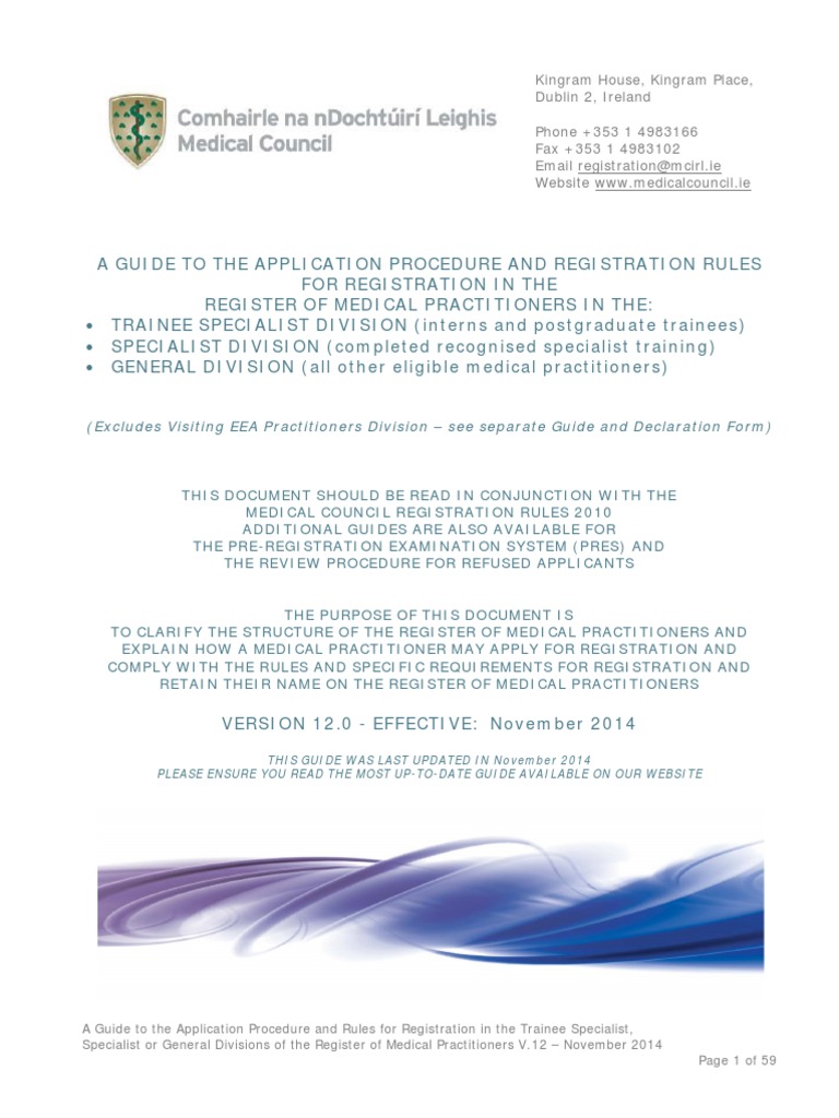 Medical Council Registration Guide | PDF | Specialty (Medicine) | Physician