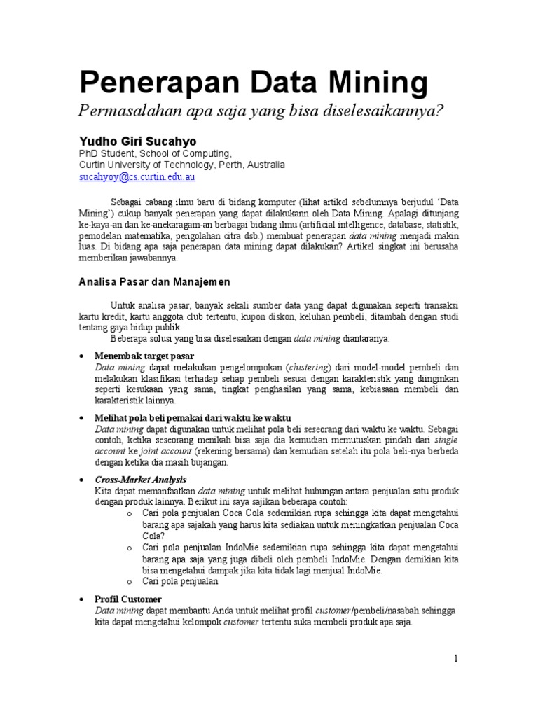 Penerapan Data Mining | PDF