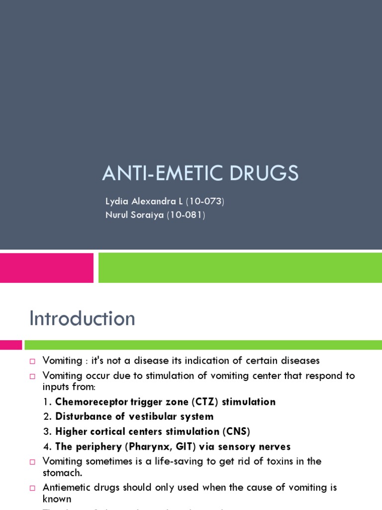 Overview of Antiemetic Drugs | PDF | Vomiting | Neurophysiology