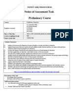 Notice of Assessment Task Preliminary Course: Sydney Girls High School