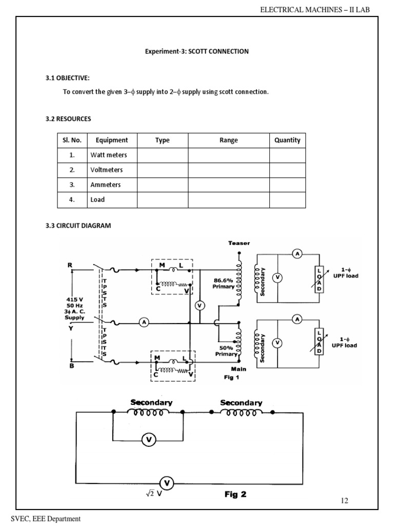 Scott Connection for 3-Phase to 2-Phase Conversion | PDF | Transformer ...